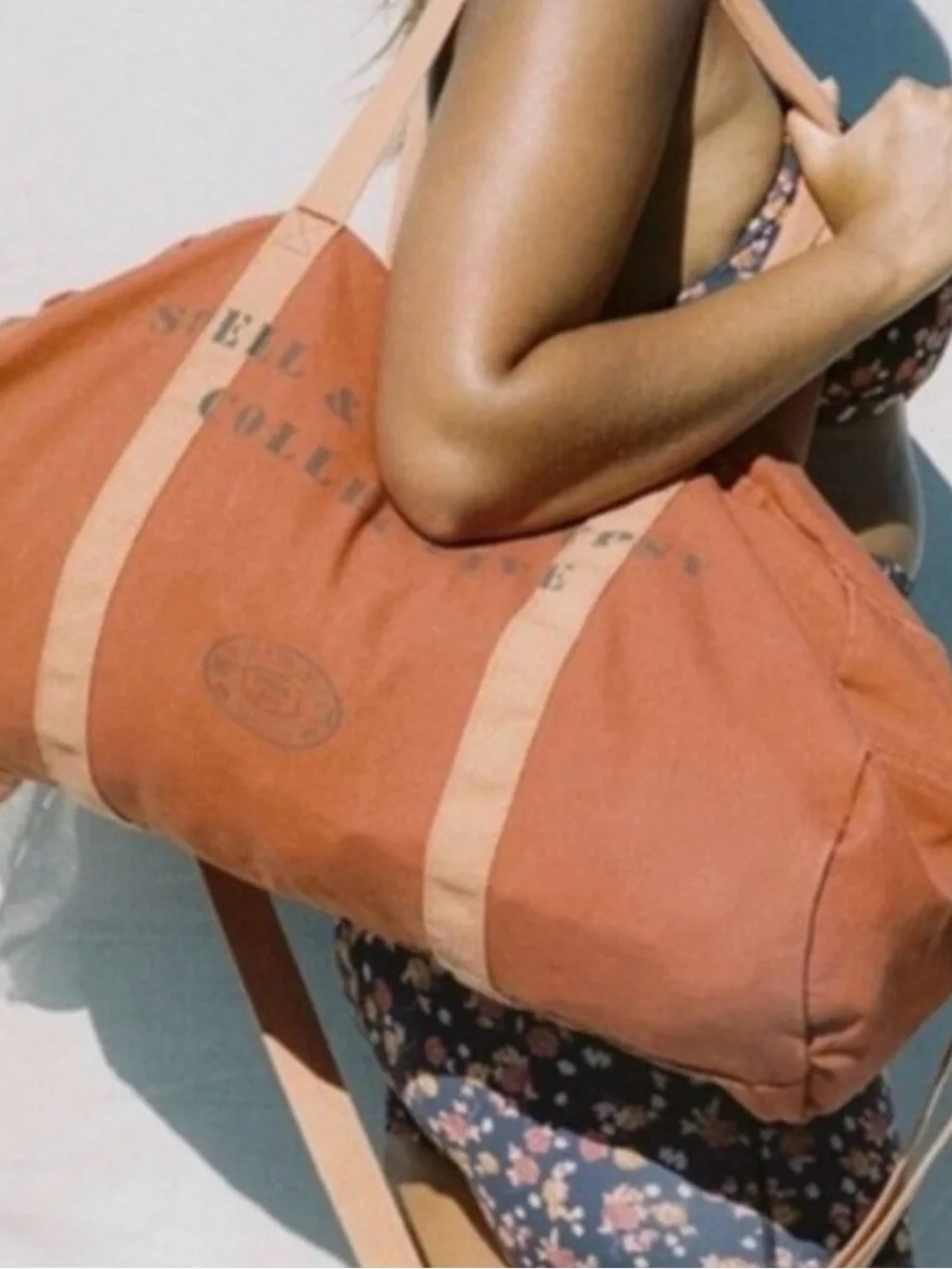 RARE FIND Spell Rust-Orange Canvas Duffel Bag with Scarf Accent BNWT